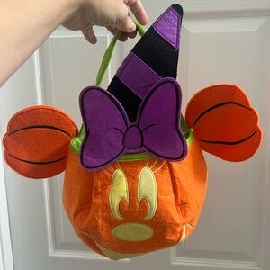 Adorable Disney Halloween Mini Mouse Glow In The Dark Pumpkin Kids Felt Bag